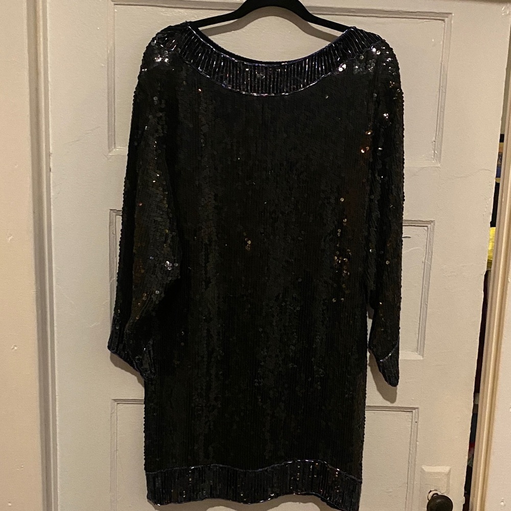 Festive Black Sequin Dress